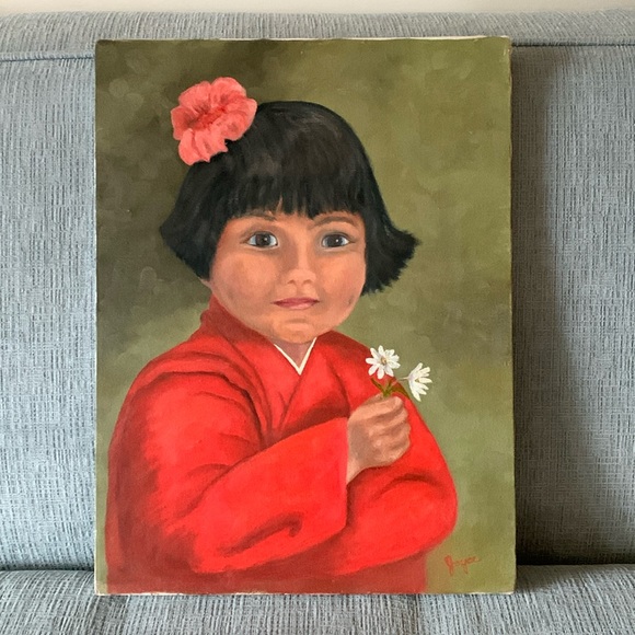 Vintage Other - Vintage Original Portrait Painting of Little Girl